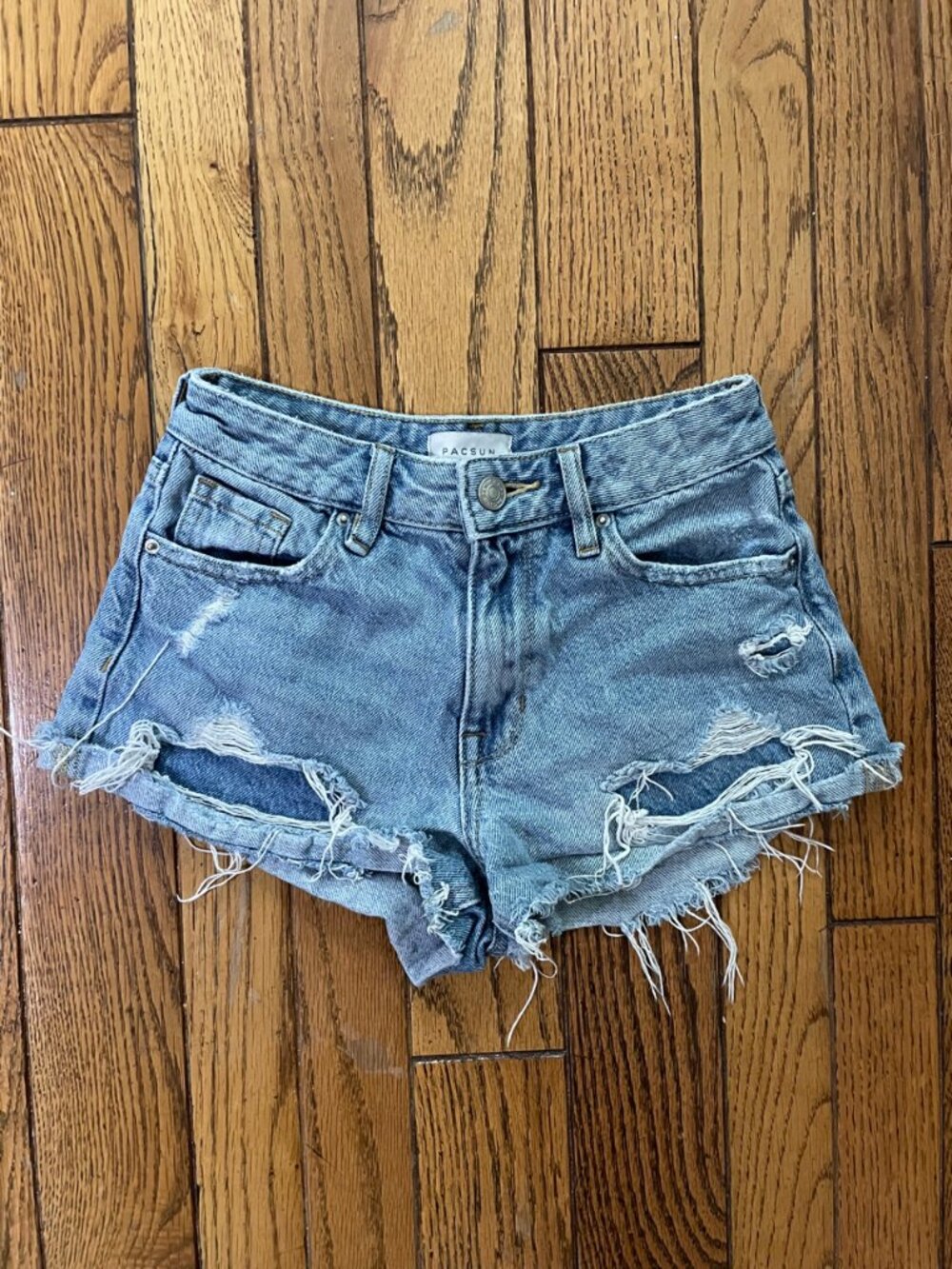 PacSun Blue Jean Cut Off Shorts High Rise Festival Waist 22